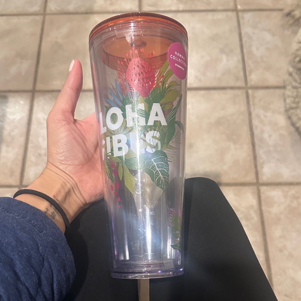 LOLA VIBES Tropical Acrylic Tumbler - Pink & Green